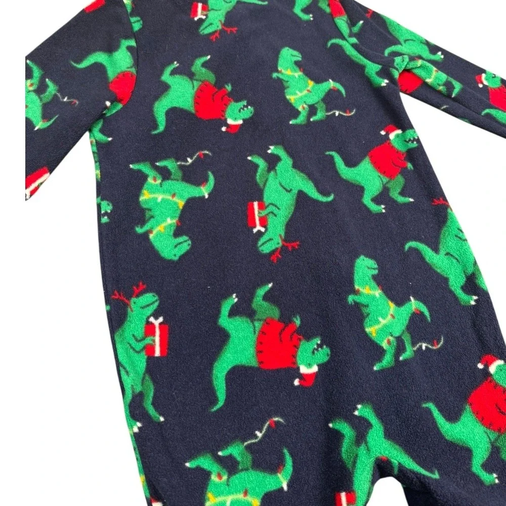 Carters Child Of Mine‎ 2T Christmas Dinosaur Footed Pajamas Zip Front 652